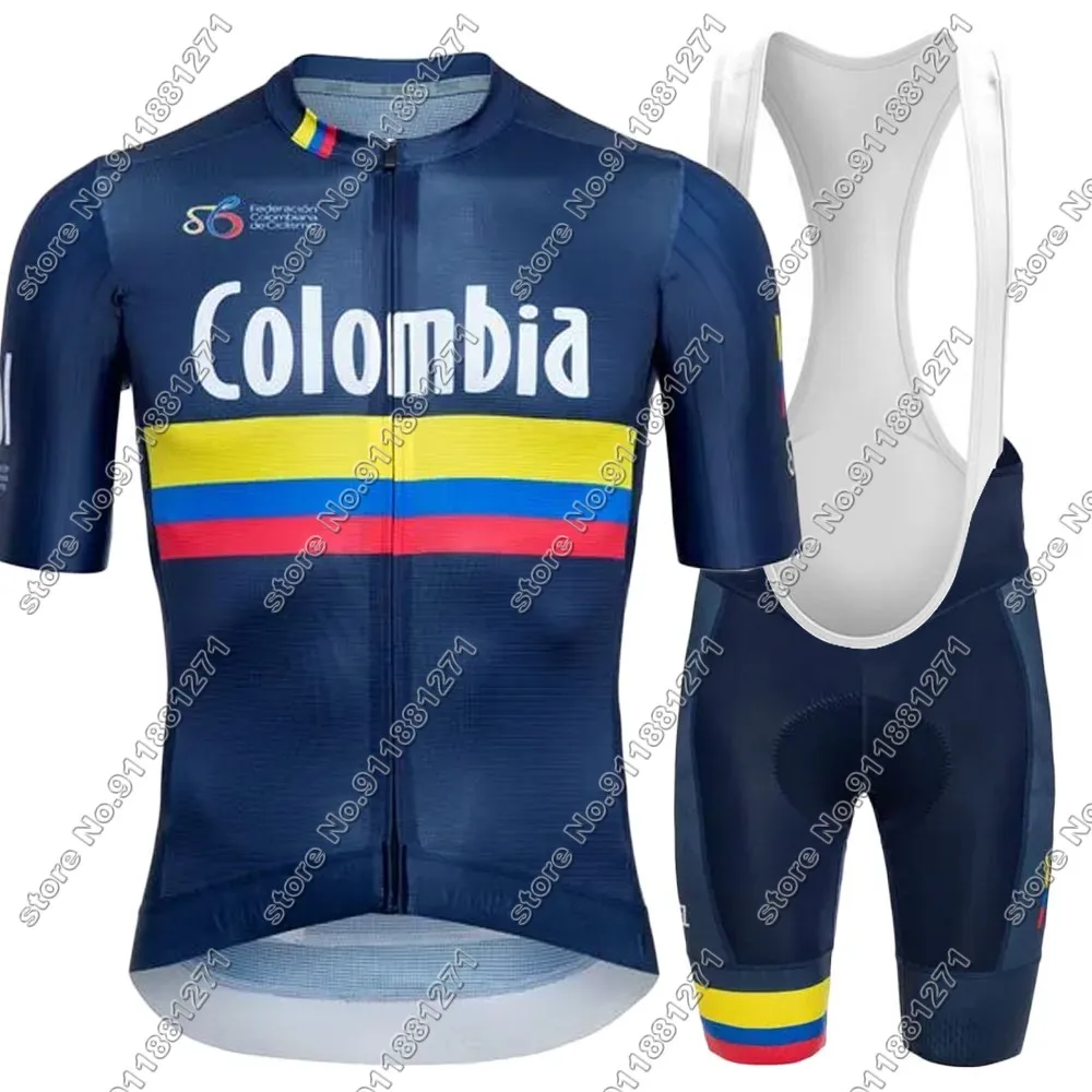 Suit Colombia Men 2024 Cycling Jersey Set Summer Nationa Team Clothing Road Bike Mountain Bicycle Shirt Bib Shorts MTB Maillot