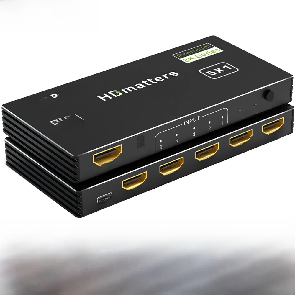 Przełącznik HDMI 2.1 Splitter 120Hz 3/4/5-portowy przełącznik HDMI 2.0 lub HDMI 2.1 z pilotem do PS5 Xbox Series X Apple TV 4K HDMI HDR — zdjęcie 2