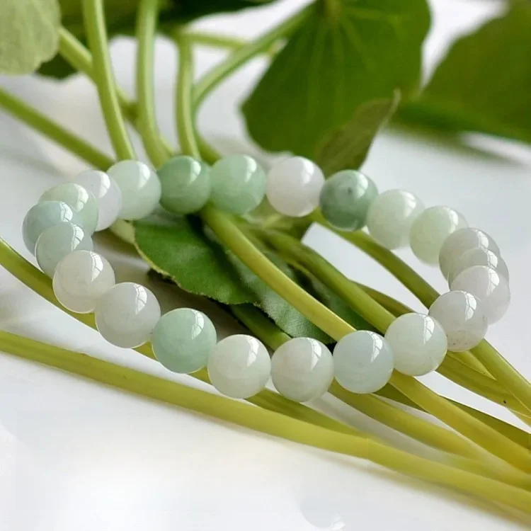 Naturalny birmański zielonego jadeitu bransoletka 6/8/10MM koraliki Temperament biżuteria kamień szlachetny akcesoria prezenty hurtownie bransoletka Drop Shipping — zdjęcie 2