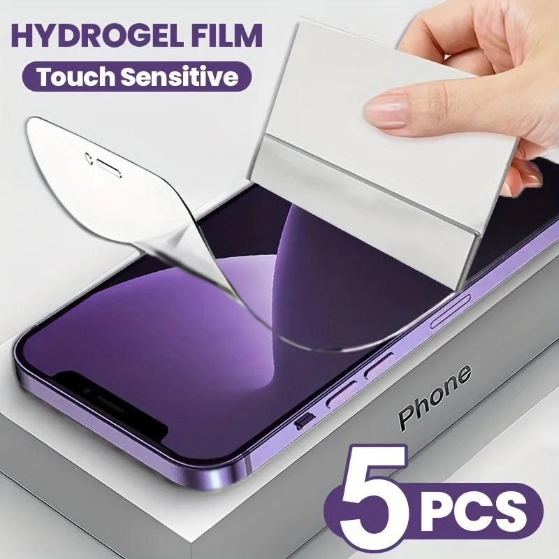 5Pcs Volle Abdeckung Hydrogel Film Für iPhone 13 12 11 14 15 Pro Max Screen Protector Für iPhone 16 Pro XR XS Max 17 8 Plus Nicht Glas