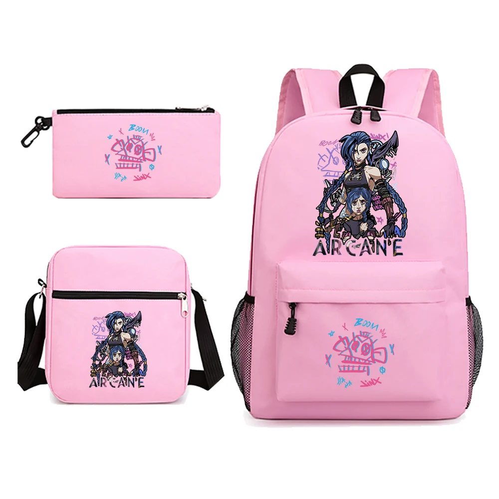 3pcs Arcane-Jinx Backpack School Bags For Boys Girls Teenagers Laptop Mochilas Shoulder Bags