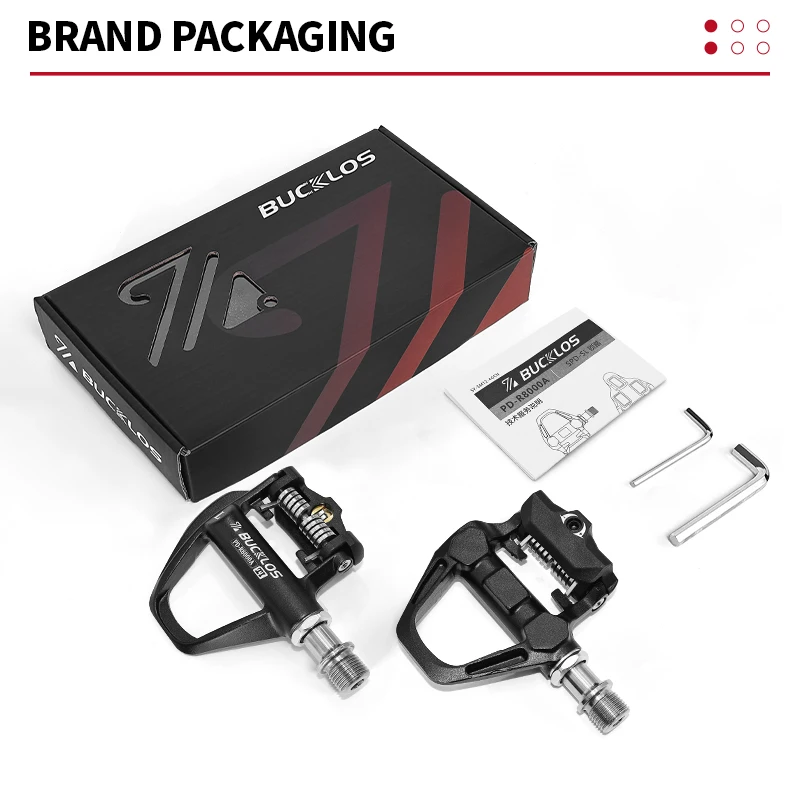 BUCKLOS Pedal de PD-R8000 de husillo de titanio para bicicleta de aluminio SPD-SL Pedal sin clip Pedal de bicicleta de carretera ultraligero con tacos