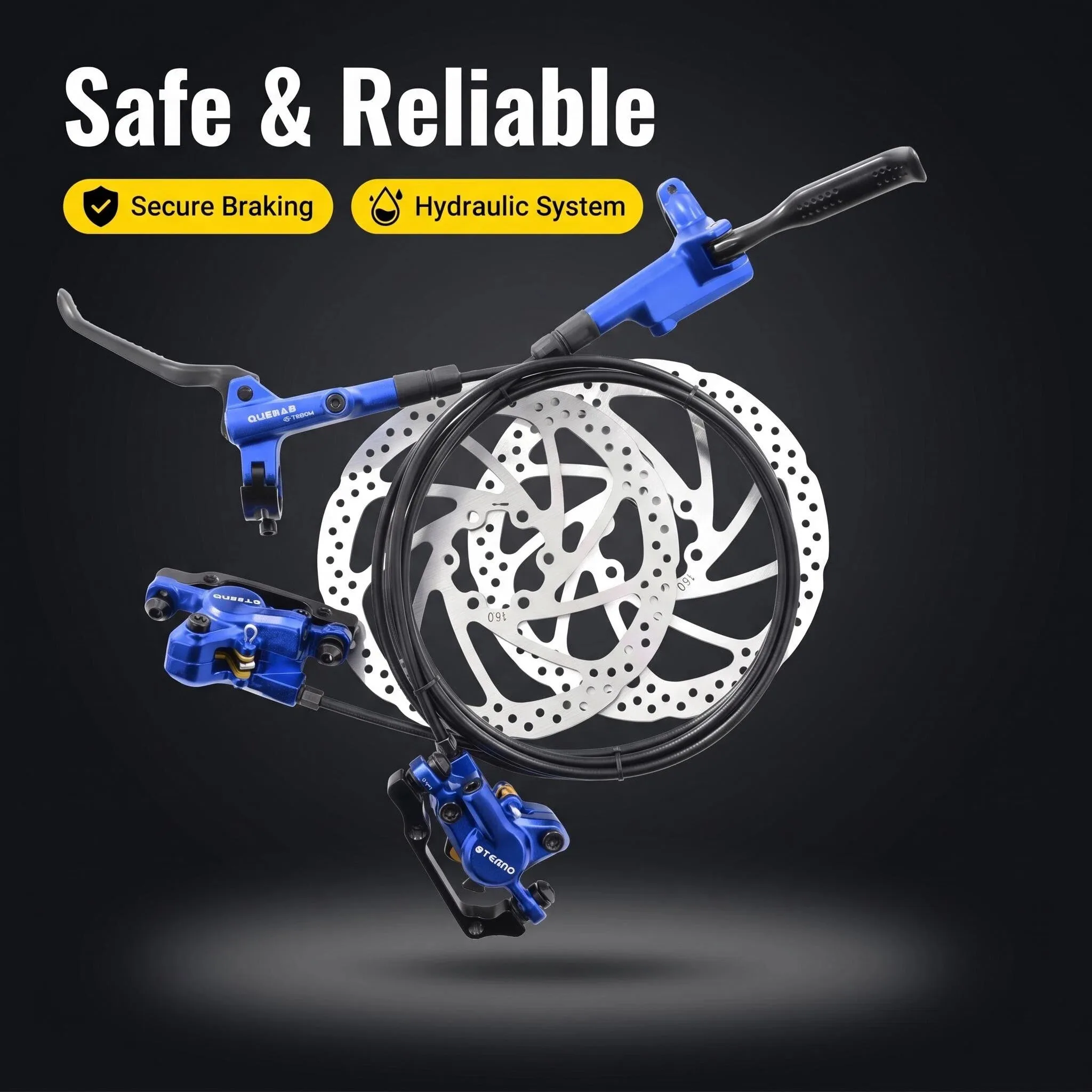 TESNO-freno de disco hidráulico para bicicleta de montaña, piezas de 2 pistones, accesorios de bicicleta, pinza de Rotor de 160mm, juego de frenos de aceite delanteros y traseros de 1000mm y 1800mm