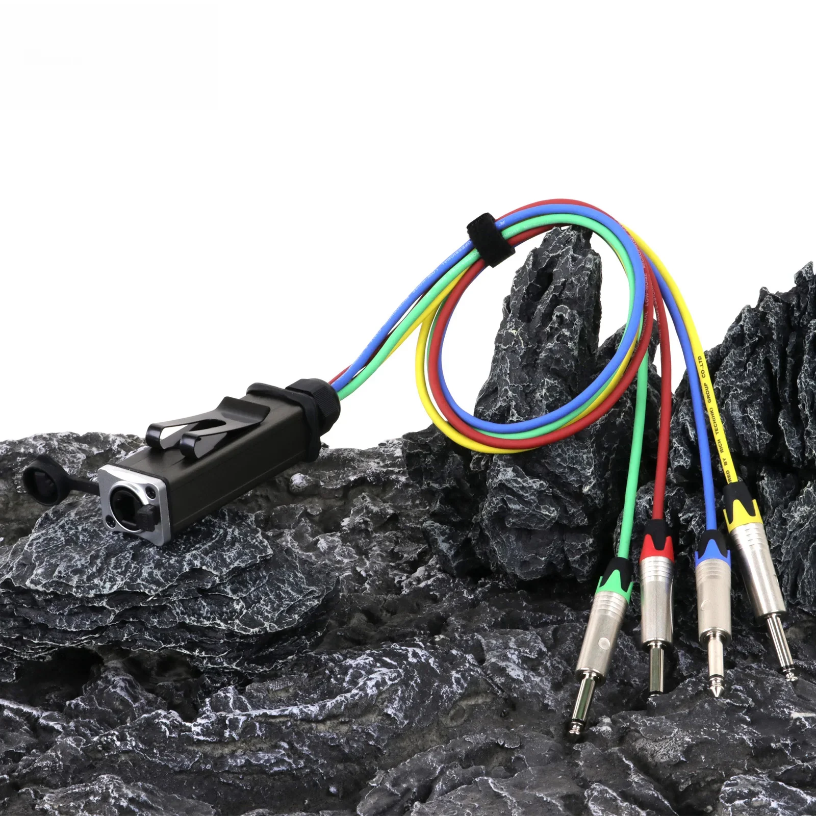 0.2M-15M Waterproof RJ45 to 4 Channel 1/4 inch 6.35mm Male TS Mono Plug Audio Extension Cable Network Signal Extender Splitter