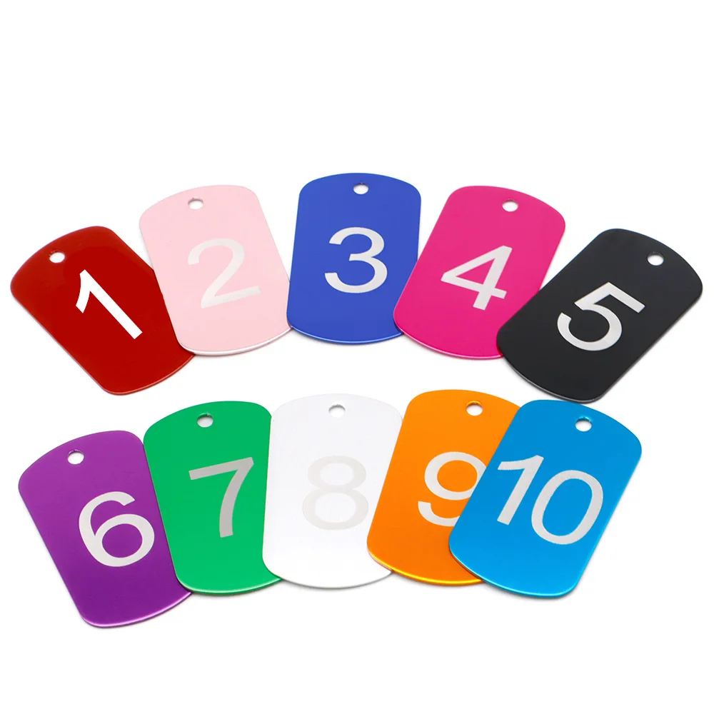 Aluminium Numbers Plates Tags Metal Storage Luggage ID Tags Key Ring Labels Dog Tag Name Logo Keychain Ring Digital NamePlate