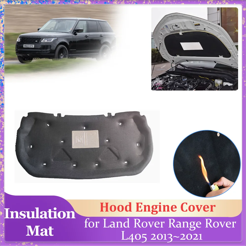 

Изоляционная накладка на капот автомобиля для Land Rover Range Rover L405 2013 ~ 2021, 2014 2015 2016 2017 2018 2019 Motorхлопковая Звукоизоляционная накладка на крышку двигателя, тепловой коврик, аксессуары
