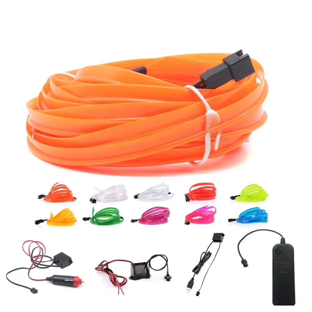 EL fil lumière 1M 2M 3M 5M LED néon 3V 5V 12V EL corde Tube LED bande avec onduleur pour voiture danse fête vélo décor éclairage