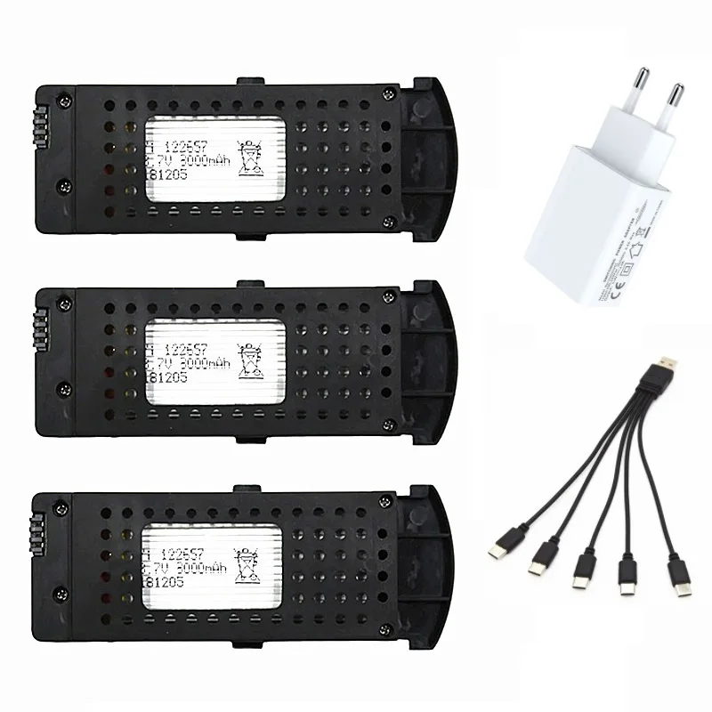 Q6 3.7V 3000mAh Rechargeable Battery and Charger For Q6 G6 S6 8K RC Quadcopter Spare Parts For G6 Pro Lipo Battery
