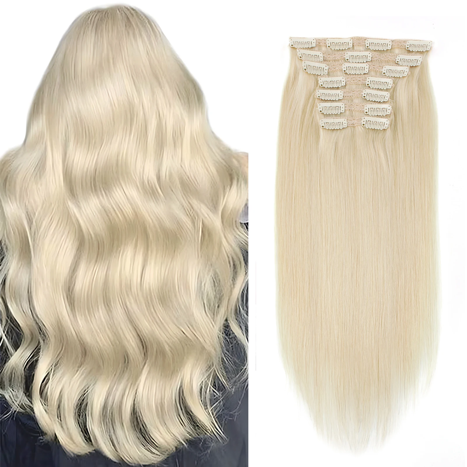 

Sixstarhair Clip in hair extension 7Pcs 120G and 140G/Pack 16'18'20'22' Remy Virgin human hair extensions clip ins For Women