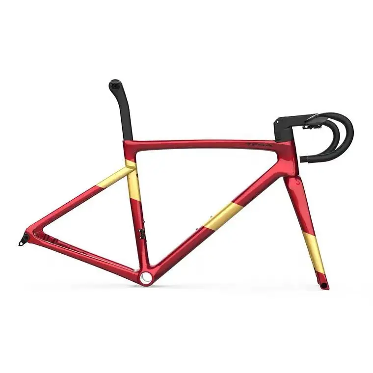 2024 style full carbon bike frameset disc cycling framework red yellow bicycle carbon frame bsa+handlebar made in china  49-58cm