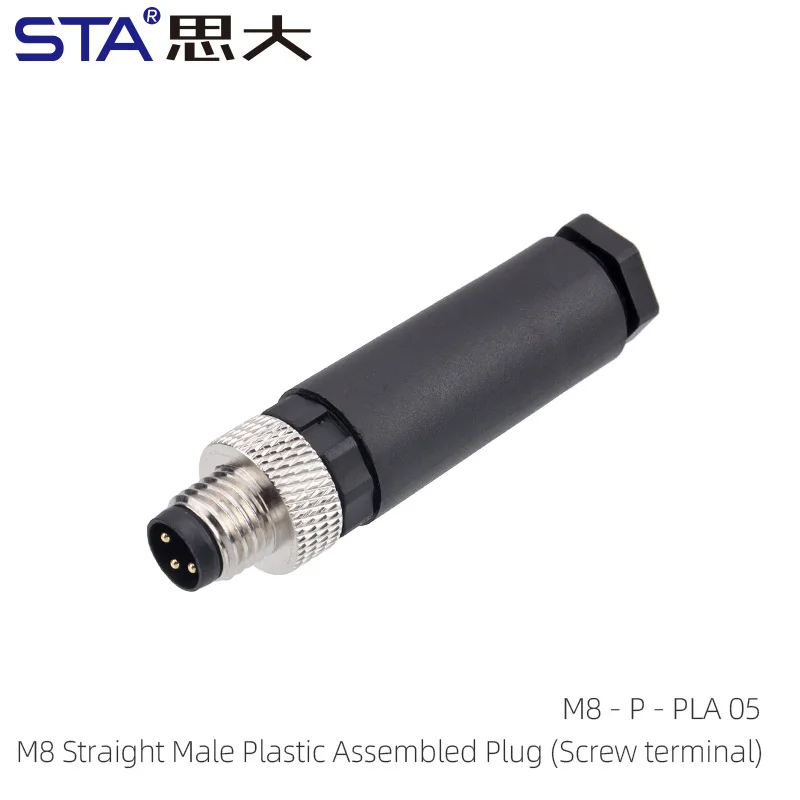 M8 Aviation Plug Straight/Right Angled 3 4 Pin Male Female Industrial Field Attachable Cable IP67 Waterproof Connector