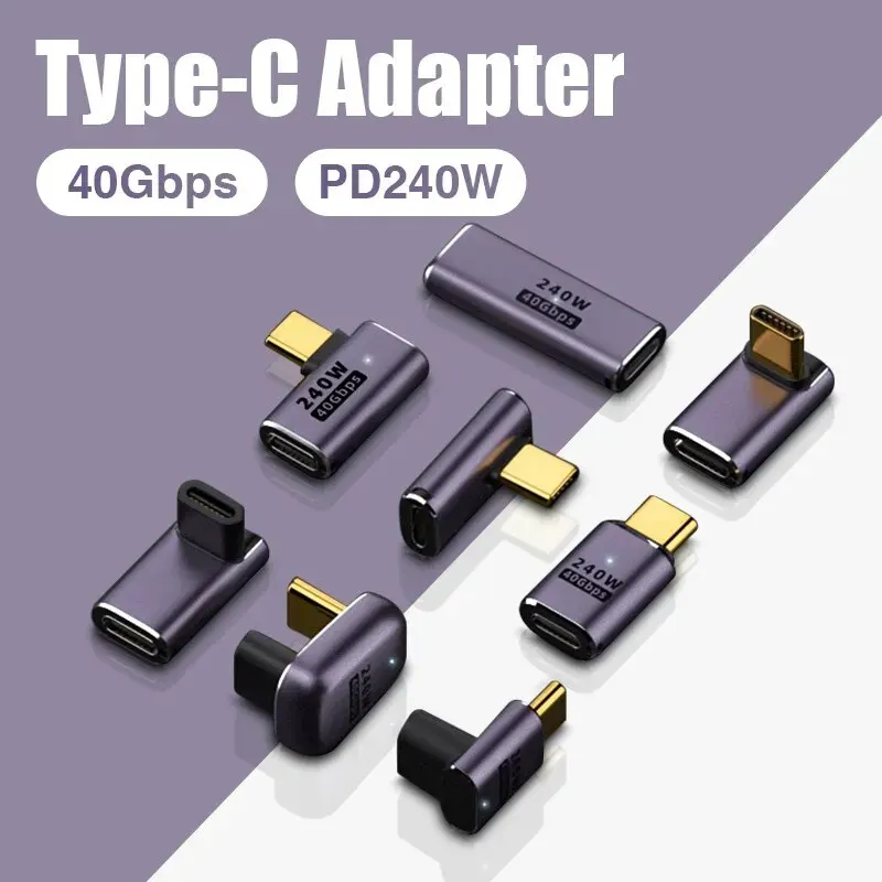Ładowarka USB 4.0 PD 240W 8K 60Hz Złącze do Macbooka 40Gbps Szybki adapter USB C OTG w kształcie litery U z prostym kątem męskim na żeńskim