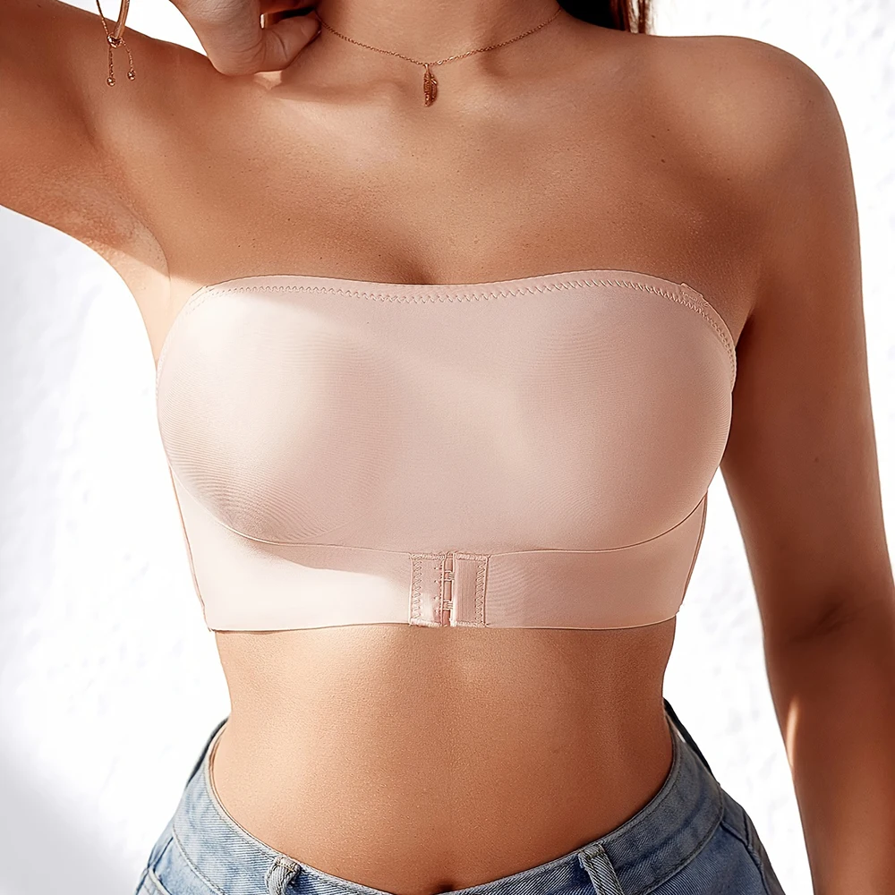 Front Buckle Strapless Underwear Women Invisible Non-Slip Non-Steel Ring Comfortable Lingerie