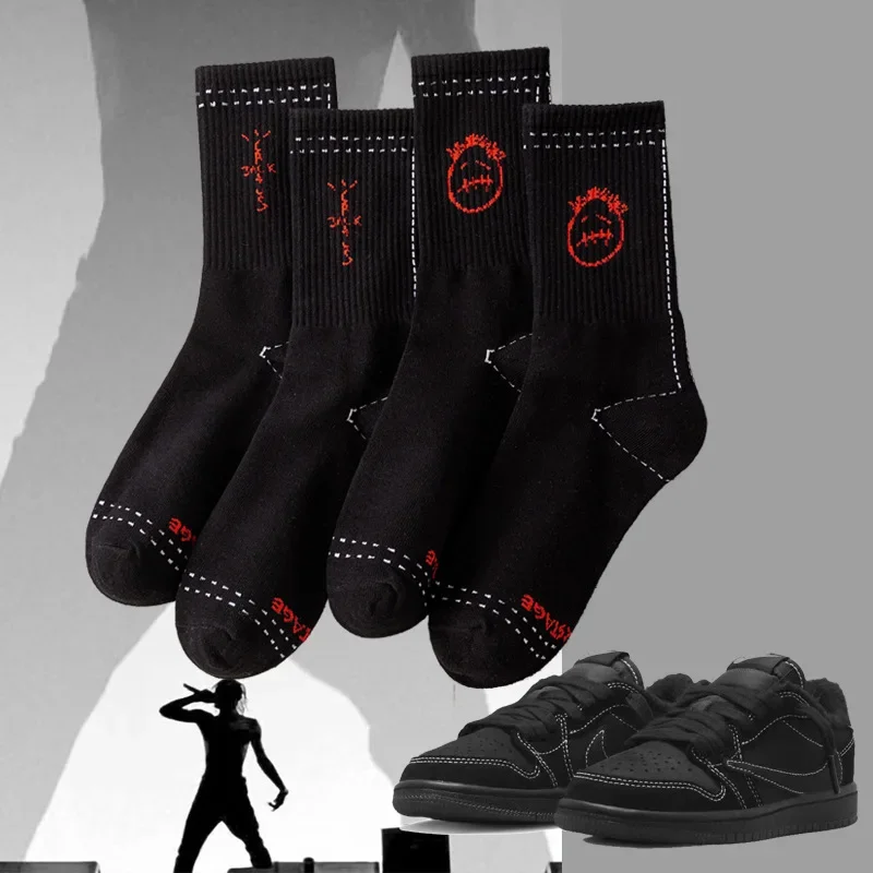 Nowe czarne skarpetki męskie Cactus Jack Skate Crew skarpetki modne bandany śmieszne Streetwear Hip Hop męskie prezenty — zdjęcie 2