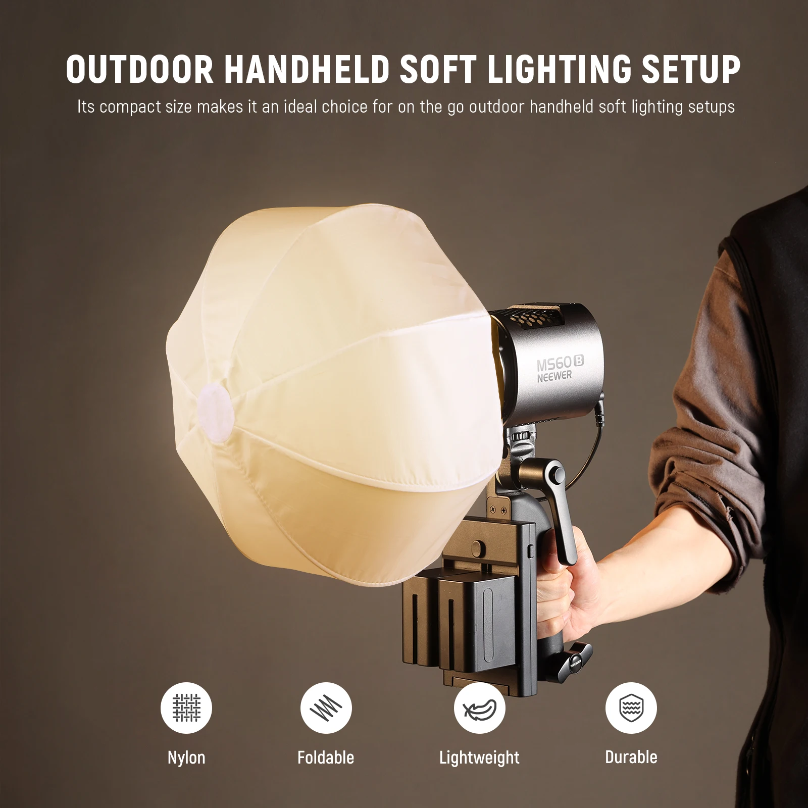 Imagem -04 - Neewer-led Video Studio Light Lanterna Softbox com Montagem Neewer para Ms60 Ms60b Ms60c Ms150b 12 Pol 30cm