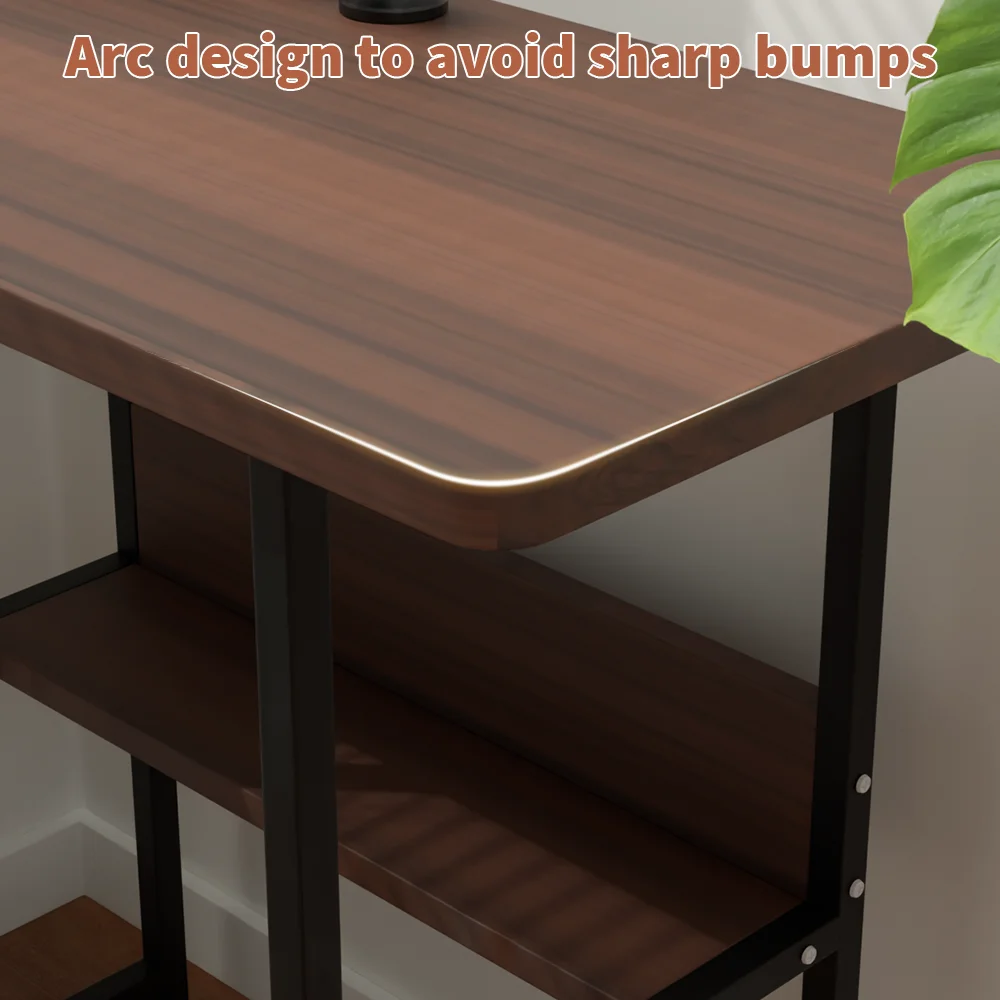 مكتب كمبيوتر مدمج مع رف تخزين، طاولة كتابة موفرة للمكتب المنزلي، الألعاب، المساحات الصغيرة - أسود/بلوط أو أبيض، #5