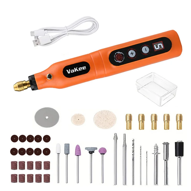 Vakee Mini Rotary Tool 5 Speed 5000‑18000RPM 1300mAh Type‑C Rechargeable 18CM Electric Grinding Engraving Pen DIY Polishin image 6