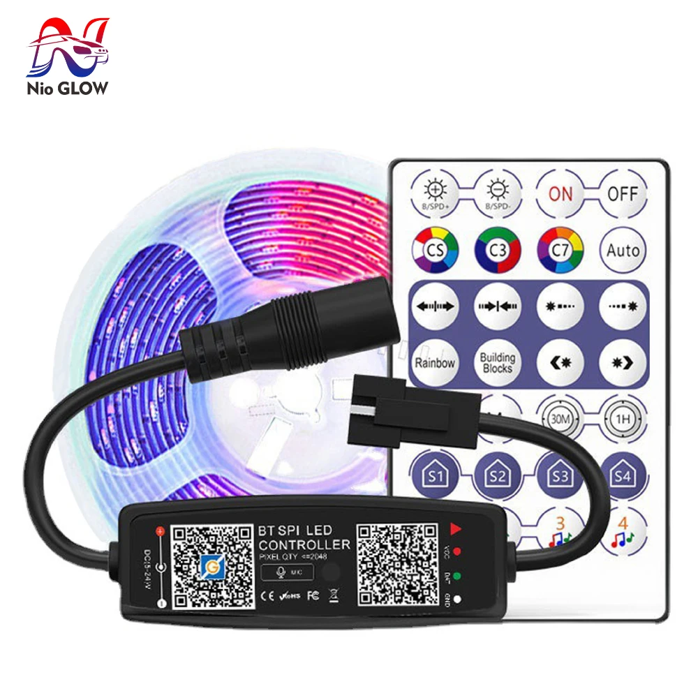 

WS2812 Tape Lights USB 5V Remote Controller Bluetooth Music APP Control WS2812B for Pixel LED Strip Light SK6812 WS2811 COB LED