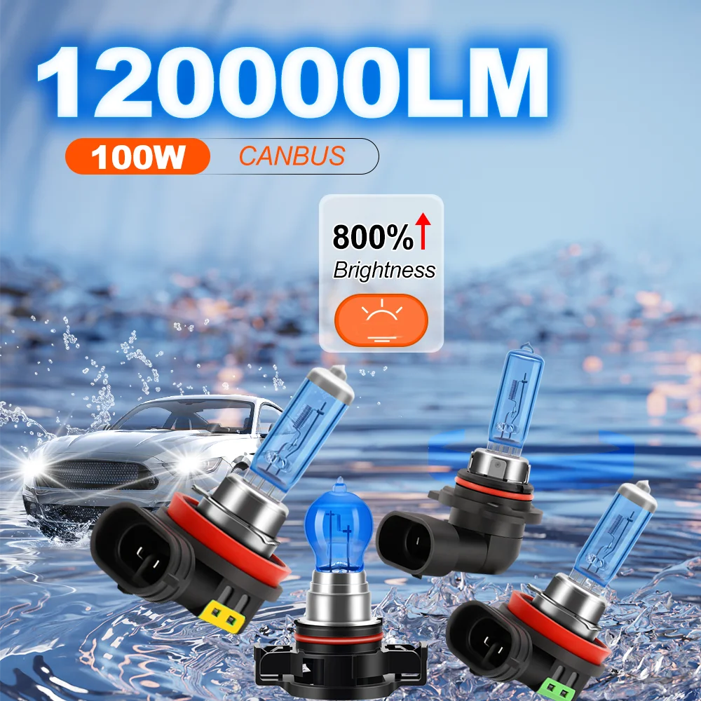 

2Pcs 120000LM Super Bright Halogen Car Headlight 6000K H1 H4 H7 H11 H13 9005 9006 9012 H8 H9 880 5202 H13 9007 Auto Headlamps