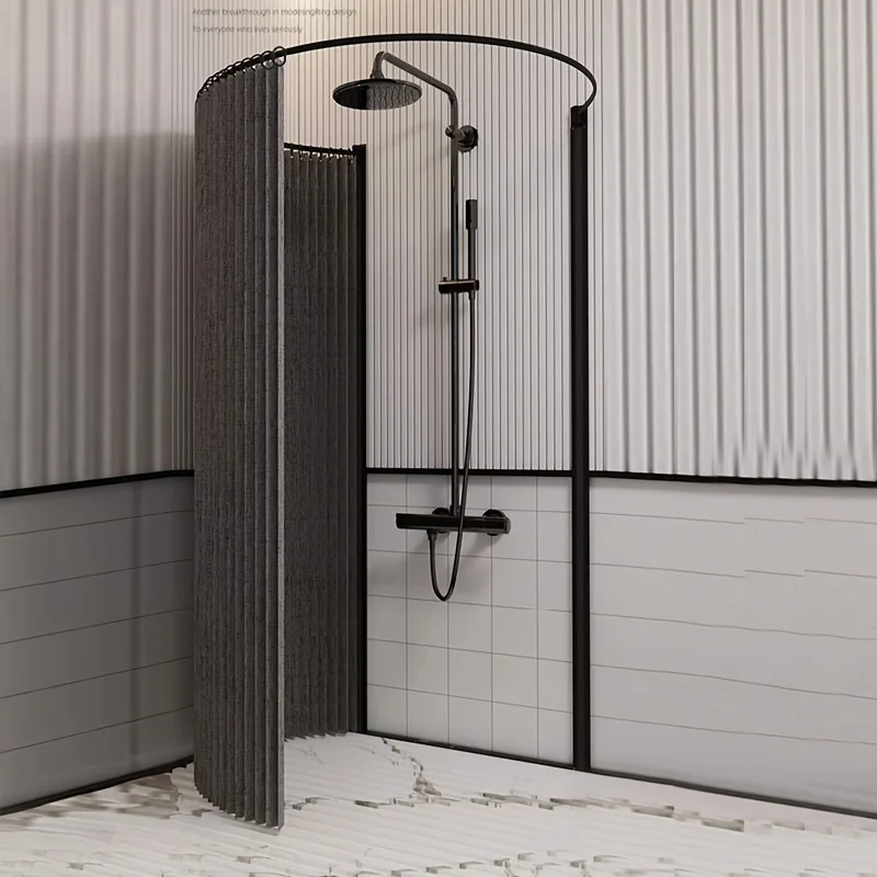 Faltbarer Magnetischer Duschvorhang Wasserdichter Badezimmervorhang Privatsphäre-Badewannenvorhang Duschvorhang für Apartment Hotel Wohnheim