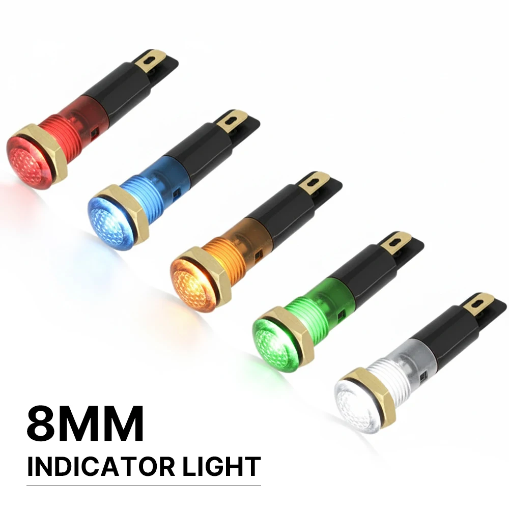 FILN 25/50PCS 8mm 2-Pin LED Indicator Lamp IP67 Waterproof Marine Signal Light 12v-24v for Car Boat Industrial Control Panels
