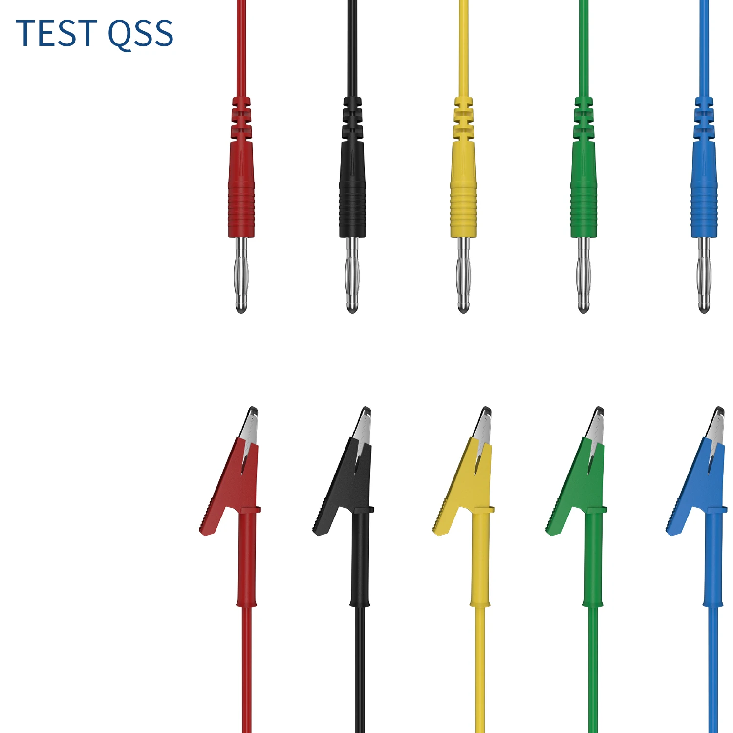 

QSS 5pcs 100cm 4mm Banana Plug to Alligator Clip Multimeter Test Lead Cable Wire for Electrical Testing