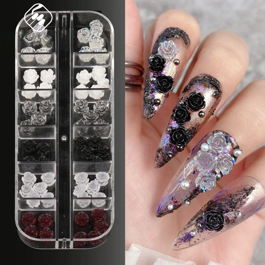 12 Gitter Matte Kamelie 3D Nail Art Dekoration Charms Acryl Blumen Dekor Rose Valentine Punk Y2K Zubehör Schmuckteile
