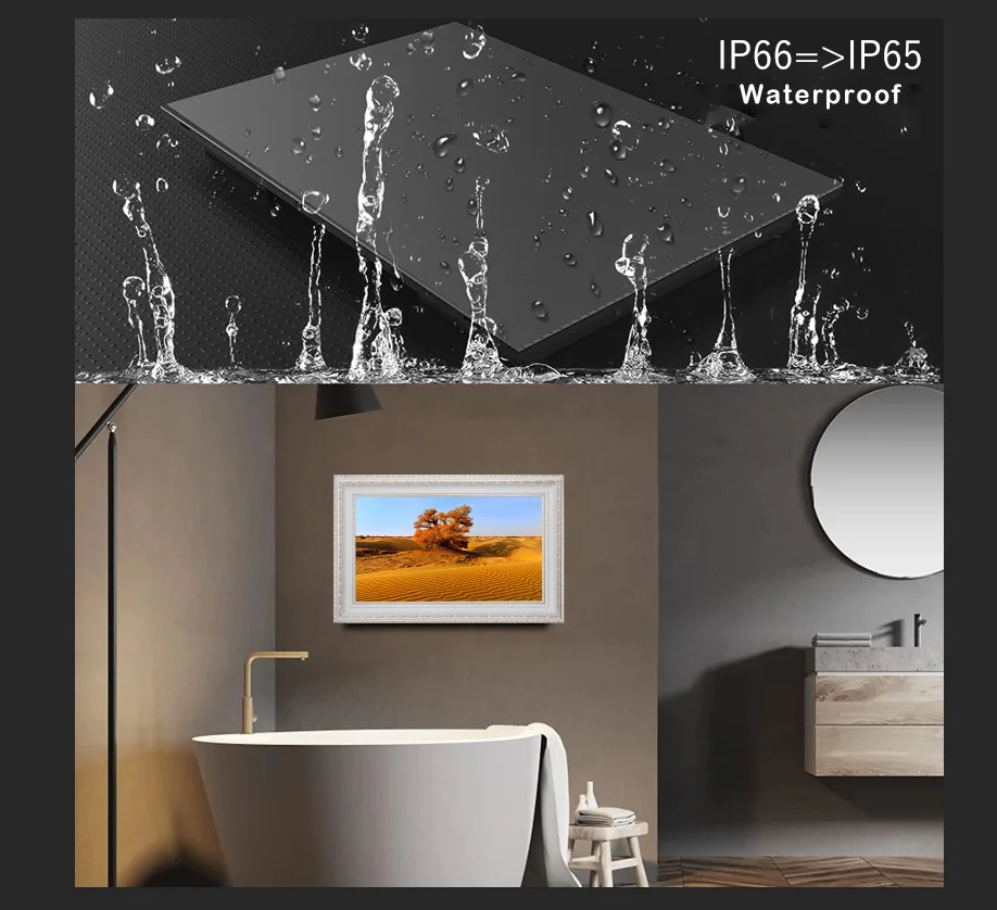 Souria 21.5-inch Mirror LED TV with White Frame Luxury Waterproof Bathroom Decor Smart webOS DTV SPA Gallery Fireplace TV