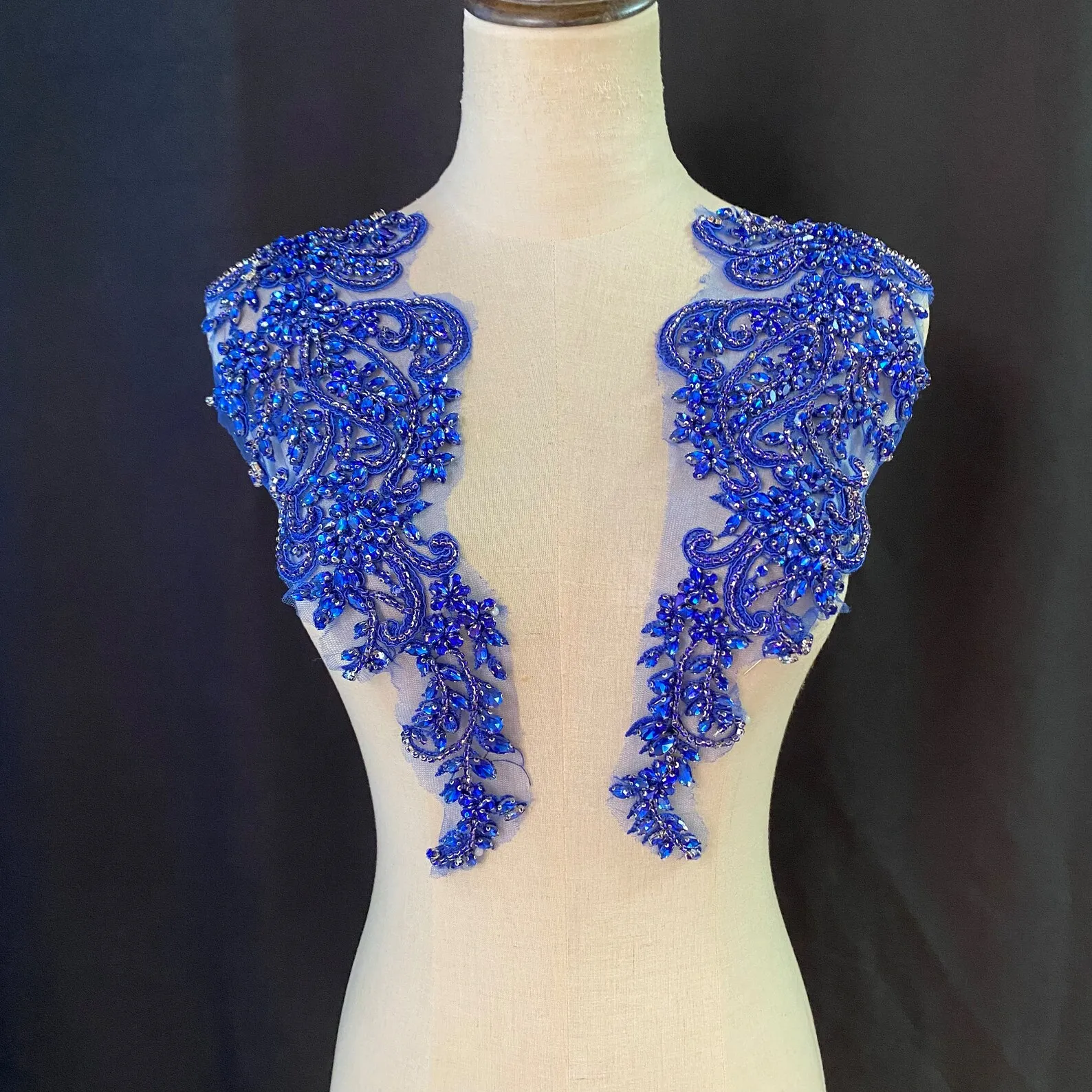 Blue Rhinestone Applique for Haute Costume,Wedding Dress,Bridal Sash Free Shipping