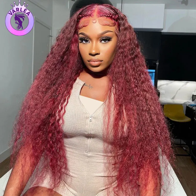 

99J Burgundy Deep Wave 13x6 hd Lace Frontal Human Hair Wig Red Colored Curly Lace Front Wig for Women Burgundy Human Hair Wigs