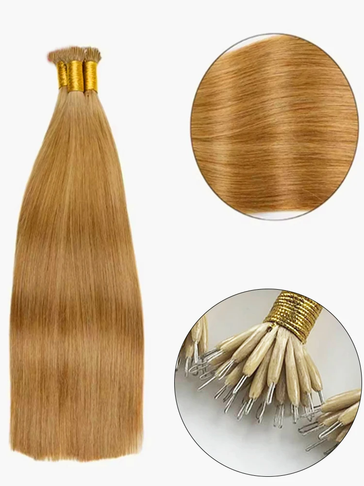 Nano Ring Human Hair Extensions Highlights Micro Beads Real Remy Natural Black European 100% Human Hair Drop Shipping Tip Hair