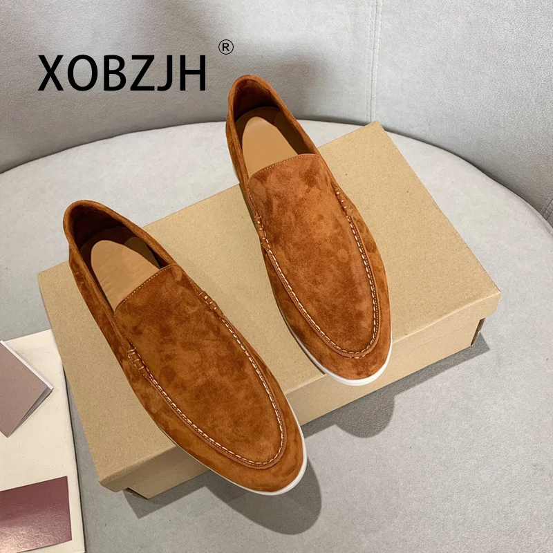 No Logo-Luxury Designer Suede Leather Men's Loafers Spring and Autumn Casual Soft Sole High Quality Cashmere Trends Flat Shoes