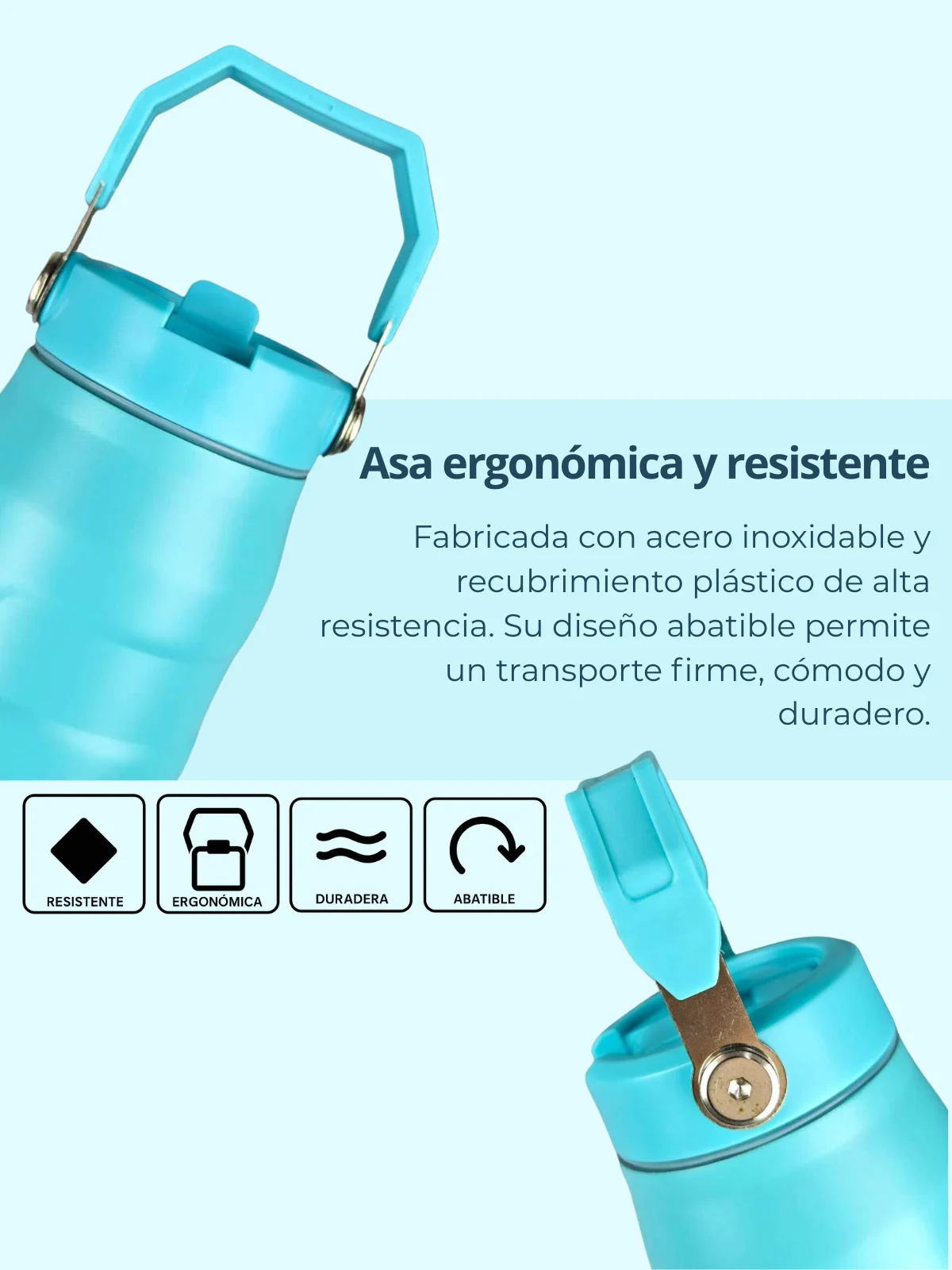 ترمس من الفولاذ المقاوم للصدأ 304 Fab-28 تصميم محكم 710 مل مع جدار عازل مزدوج |     مقبض مريح وفوهة قابلة للطي |     حافظ على المشروبات باردة أو ساخنة لساعات |     15 لونًا باستيل متوفرًا |     خالية من مادة Bpa #2