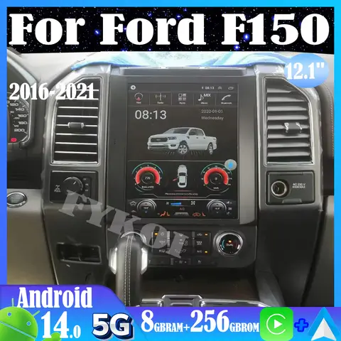 안드로이드 14 자동차 라디오 포드 F150 2016-2021 자동차 멀티미디어 테슬라 스타일 Carplay 자동 블루투스 4G WIFI DSP GPS 네비게이션