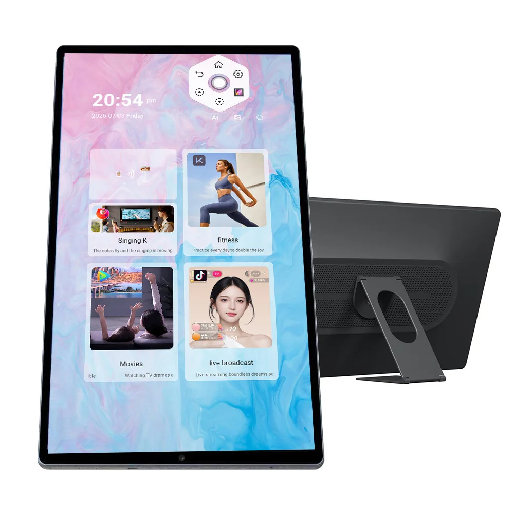 21.5“ Portable Smart TV Android 13 Touch Screen Monitor Battery Powered Mobile Display with Stand for Home, Kitchen, Camping