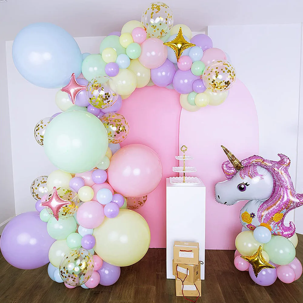 Set Balloon Bow Decoration Unicorn Balloons 124 Pieces Balloon Bow Structure Balloon Set Party Details Party Decoration Balloons Gift Store Kit