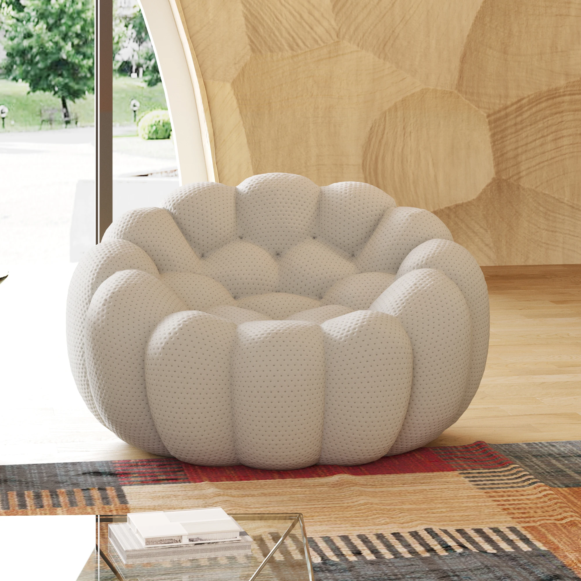 Bubble Couch Oversized Single Lazy Sofa Modern Upholstered Lazy Floor Couch Bubble Sofas Chair With 3D Honeycomb Curved Couches