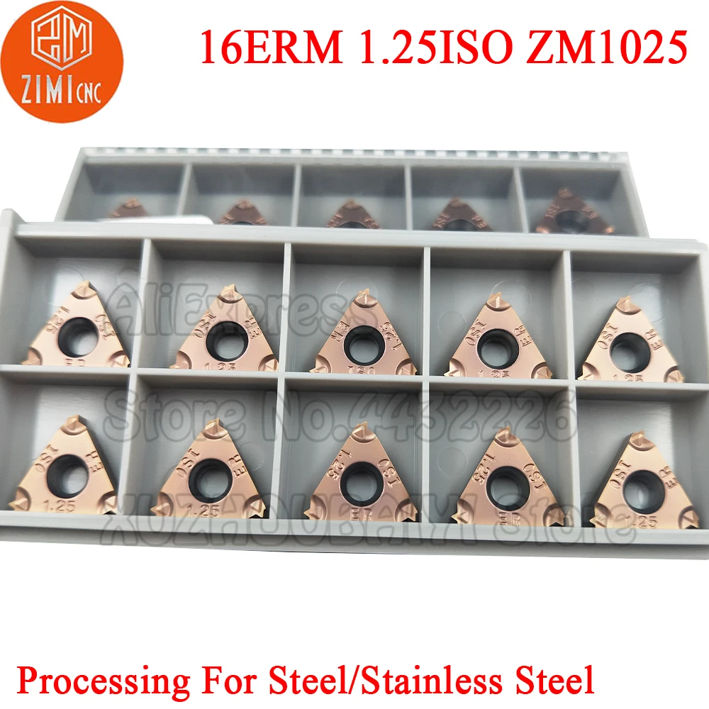 10p 16ERM 1,25 ISO ZM1025 16ERM 1,25 ISO 16ERM 1,25 ISO Hartmetall Gewinde Einsätze Drehen Werkzeuge Cutter Drehmaschine Klinge für edelstahl