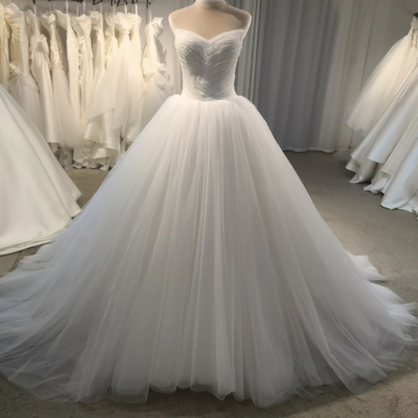 

Sharon Said Real Photos Romantic Sweetheart White Wedding Dress Elegant Ball Gown Sleeveless Tulle Bride Dress AM025 Customized