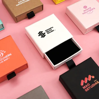 개인화 된 종이 서랍 상자 보석 선물 사용자 정의 로고 브랜드 이름 결혼 반지 목걸이 컨테이너 프로 모션 생일 파티 Fovor