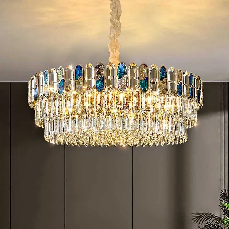 Luxuriöser Goldener K9 Kristall-Kronleuchter Moderne Runde LED-Pendelleuchte für Wohnzimmer, Esszimmer, Schlafzimmer, Villa, Hotel