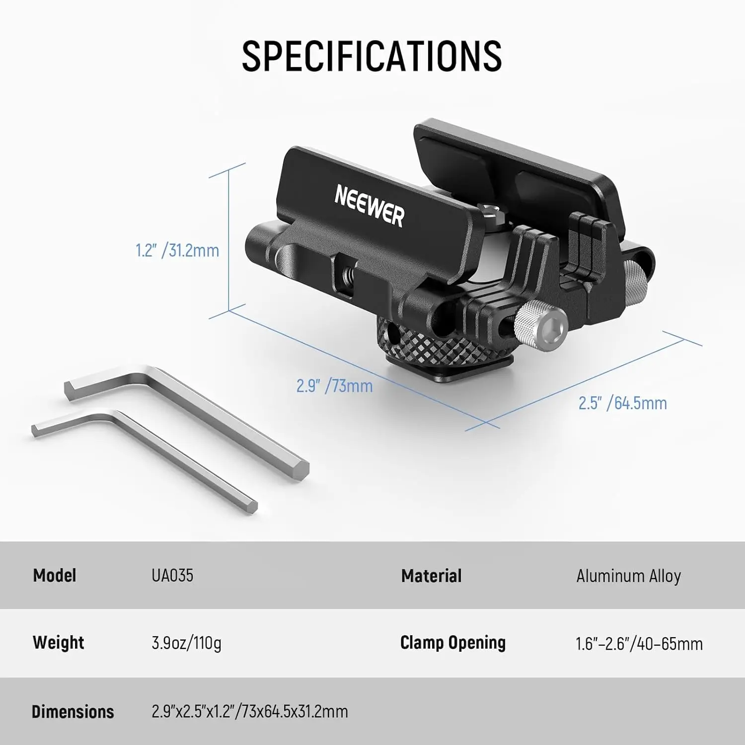NEEWER Halterung SSD-Halterung mit Kaltschuh-Kabelklemme, 1,6"-2,6" für Samsung T5 T7 SSD SanDisk, kompatibel mit SmallRig – Detail 2