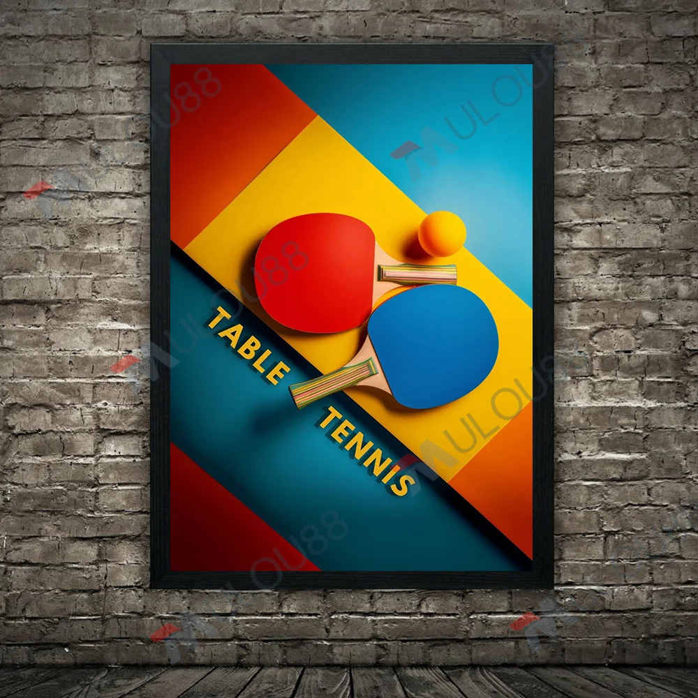 فن حائط تنس الطاولة في أضيق الحدود ، لوحة قماشية ، فن تحفيزي لتنس الطاولة ، ملصق وطباعة ، ديكور منزلي ، بدون إطار