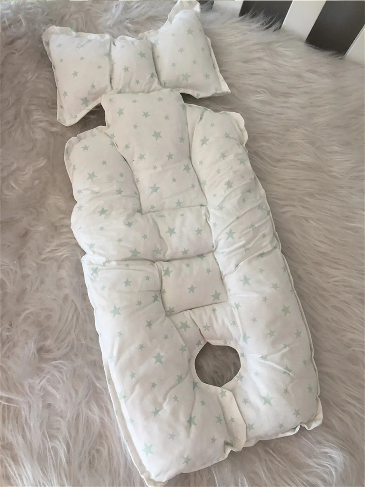 Handmade Green Star Car Seat Cushion - Stroller Cushion