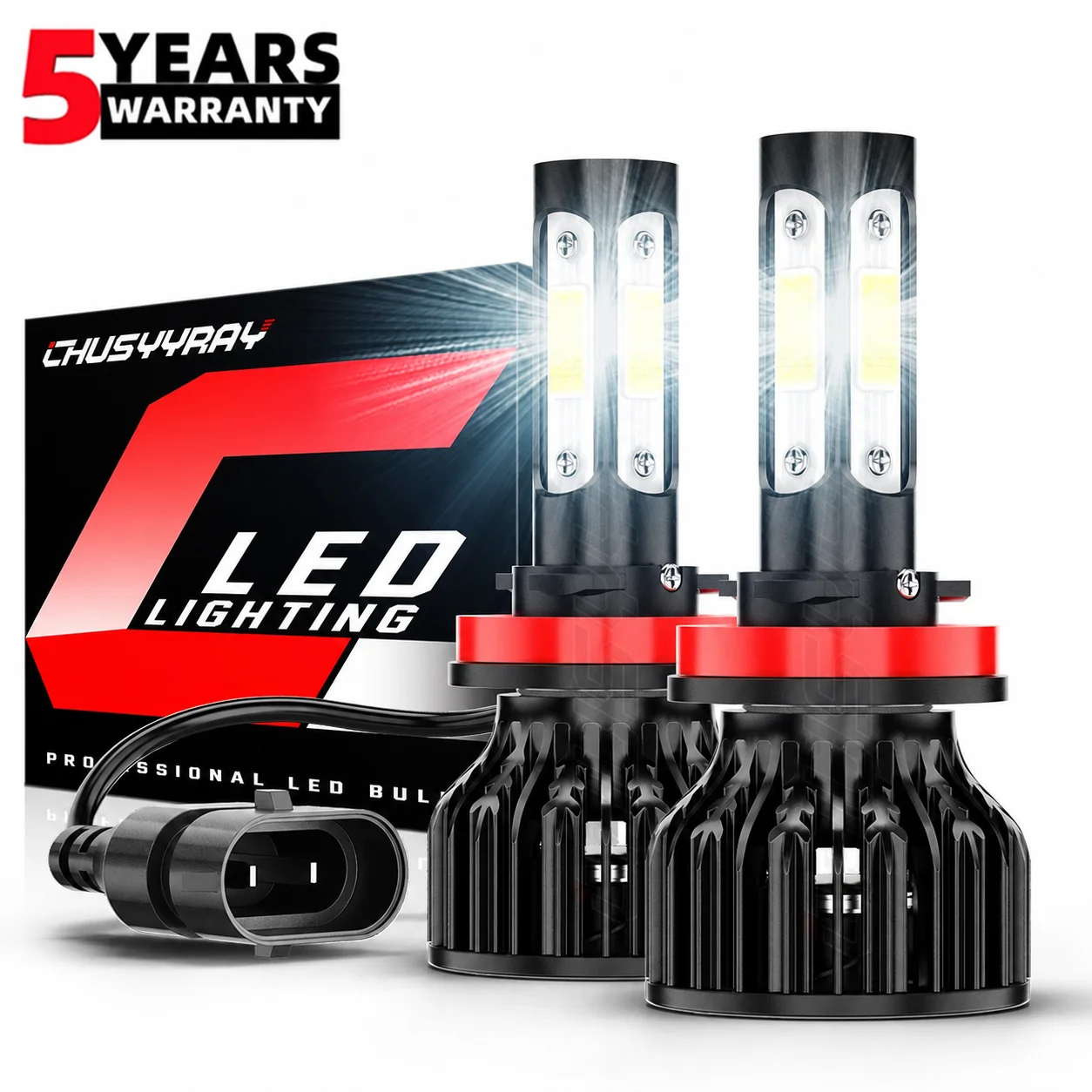 2pcs H11 Combo LED Headlight Super Bright Bulbs Kit White 6000K 24000LM High Beam