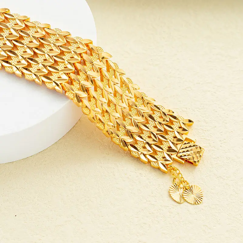 2023 Hot Sale Electro plated  24K Gold Copper Men's Bracelet Fashion Jewelry Gift