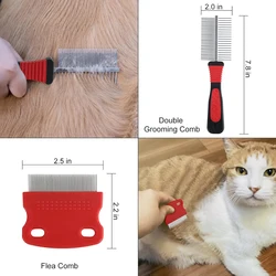 Pet Cleaning Set Portable Cat Dog Grooming Tool Kit Dog Hair Removal Bursh Nail Clipper File Flea Combs Cat Hair Removal Mitts