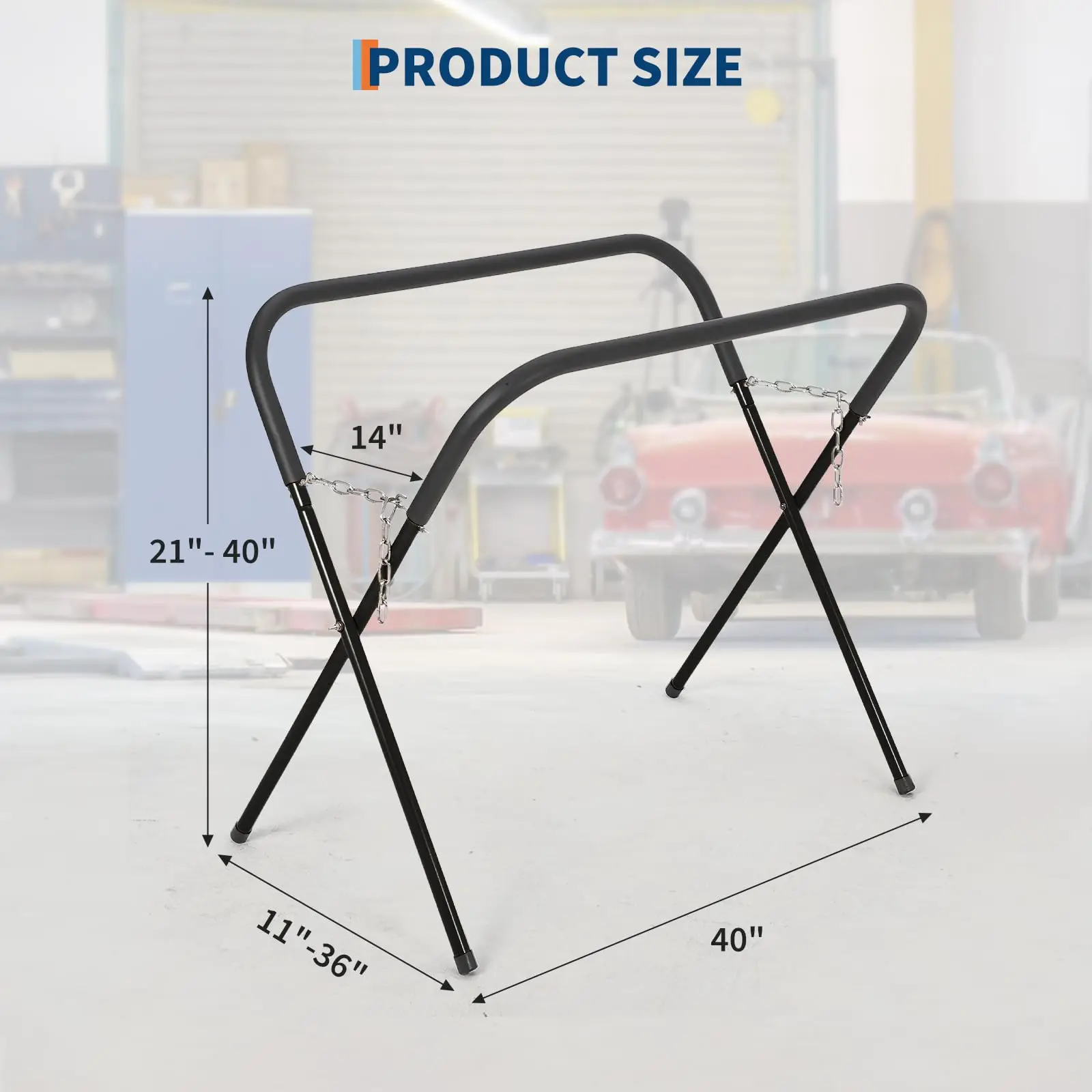 Folding Paint Stand, Work Stand, 500 lbs Load Capacity, Foldable Workbench Stand for Bumpers & Hoods, Portable Assembly and Repair Stand for Garage & Workshop