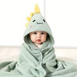 1 piece of coral velvet baby bath towel, children's hooded cartoon bathrobe specially designed for babies, soft and comfortable