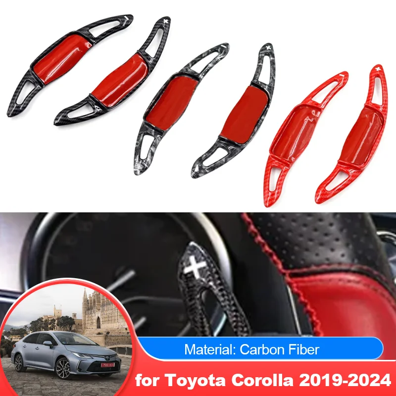 for Toyota Corolla Auris Hatchback E210 2022 2019~2024 Carbon Fiber Car Steering Wheel DSG Extension Paddle Shift Accessories